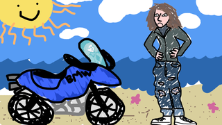 Brad Pitt Ponders a Motorcycle